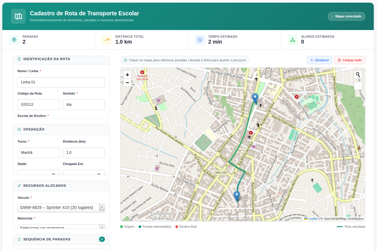 Cadastro e Roteirização Georreferenciada de Transporte Escolar - Nexus Edu
